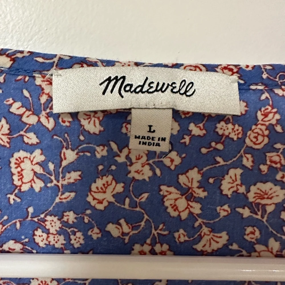 Madewell V-Neck Puff Sleeve Top in Summer Vines. 100% Cotton!